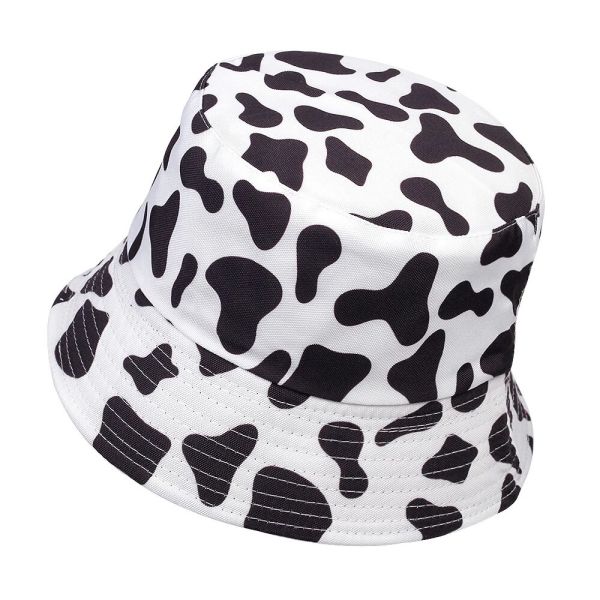 Fashion Summer Cotton Bucket Hat Cow Striped Print Hip Hop Panama Cap
