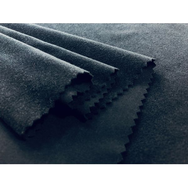 Dark Green Brushed Knit Fabric / 85% Polyester Warp Knitting Fabric 230GSM Stretchy