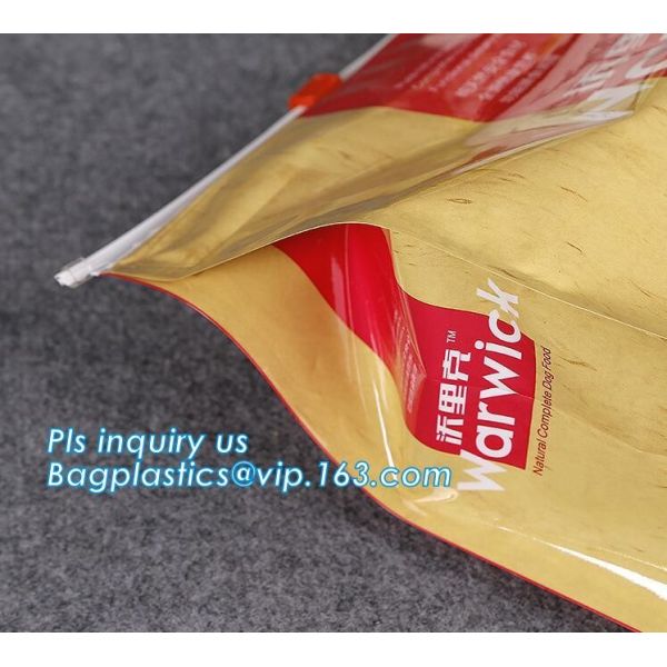 side gusset slider 15 kg pet food bag with slider zip, dog food packaging bag with slider seal, dog treat packaging supp