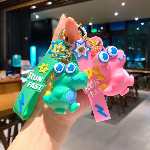 Cute Cartoon Keychain Pendant Silicone Stationery Novelty Dinosaur Charm Keyring For Boys Girls