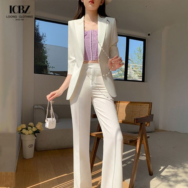 Business Office Work Wear Nonwoven 3 Pieces Sets Women's Suits with Button Decoration