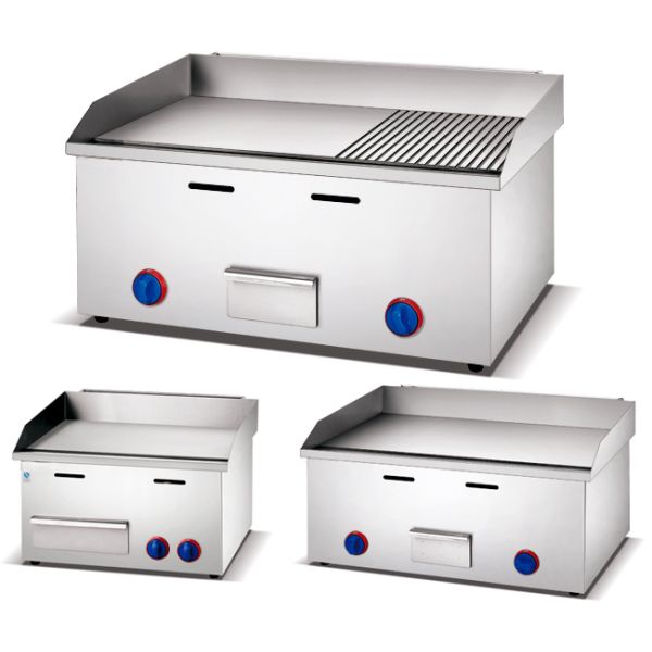 CE Kitchen Gas Griddle With 1/3 Grooved Grill For BBQ Restaurant Two Stove