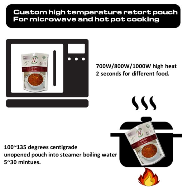 For Fried Beans High Temperature Retort Pouch Stand-up Pouch Bag Ready to Eat Meal Food Grade