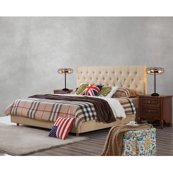 Leather Upholstered Headboard Custom Bed in hotel Guestroom king and queen size bedroom Wooden bed in High quality