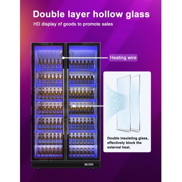 Multi Gate Glass Door Commercial Deep Freezer Dazzling Black Display Cabinet