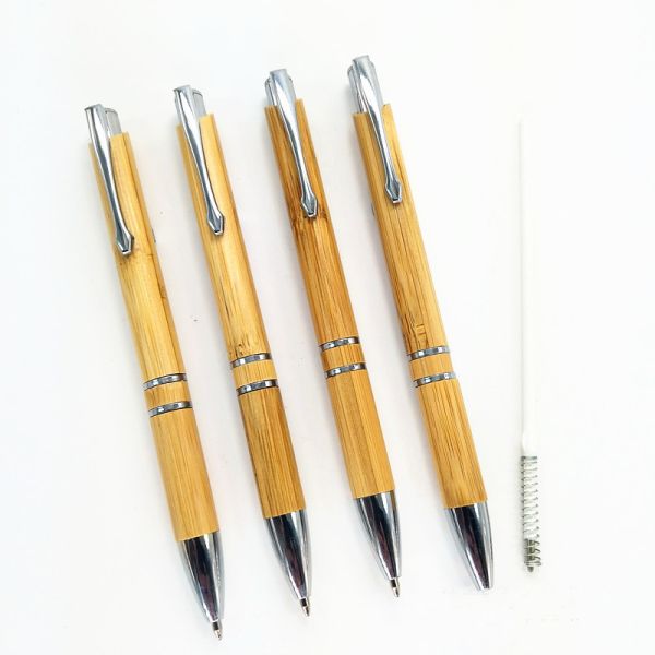 Plastic Custom LOGO Recycled Bamboo Ball Pen Wood Ballpoint Pen Writing Width 0.5 mm