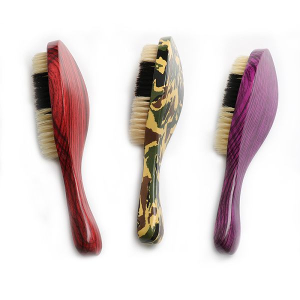 Customized Logo Two Color Boar Bristle Wave Brush For Men'S Hair Styling