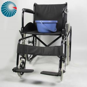 Quality 46cm Seat Width Folding Steel Wheelchair With Black Powder Coating Frame 100kg for sale