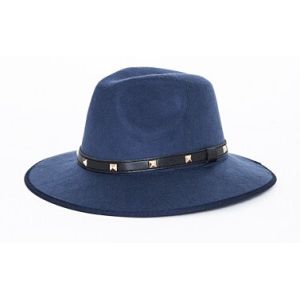 Quality STUDDED LEATHER TRIM FEDORA NAVY for sale