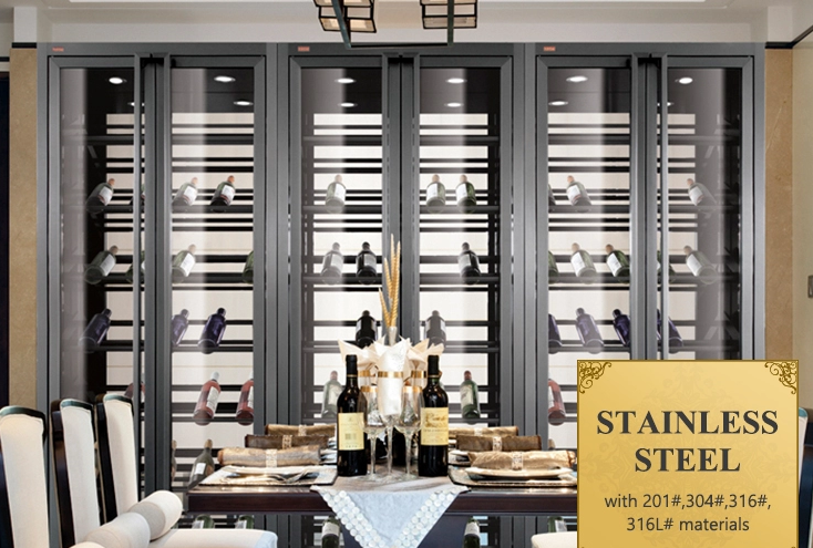 201 304 316 316L Stainless Steel Wine Cabinet Black Home Glass Cabinet Customized