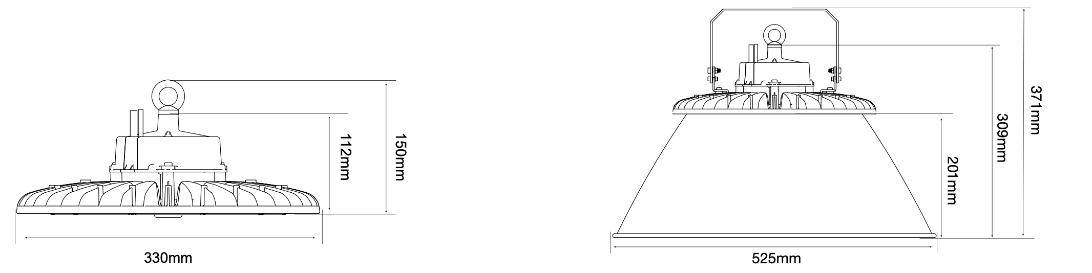 100W 150W 200W High Bay LED Warehouse Lights CCT 4000K 5000K 5700K LED Round High Bay Lights