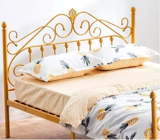Simple Double Metal Platform Bed Headboard Iron Frame For Modern Bedrooms