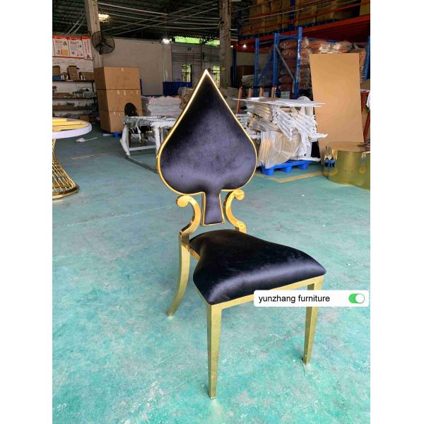 Fancy Gold Wedding chair stackable luxury design white cushion