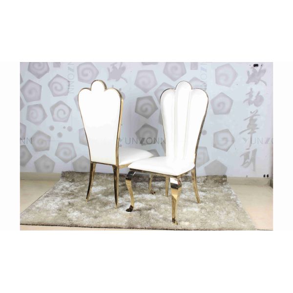 White PU wholesale banquet chairs wedding stainless steel gold chair