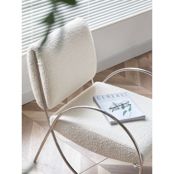Lobby Teddy Metal Base Fabric Leisure Chair Bedroom Lounge