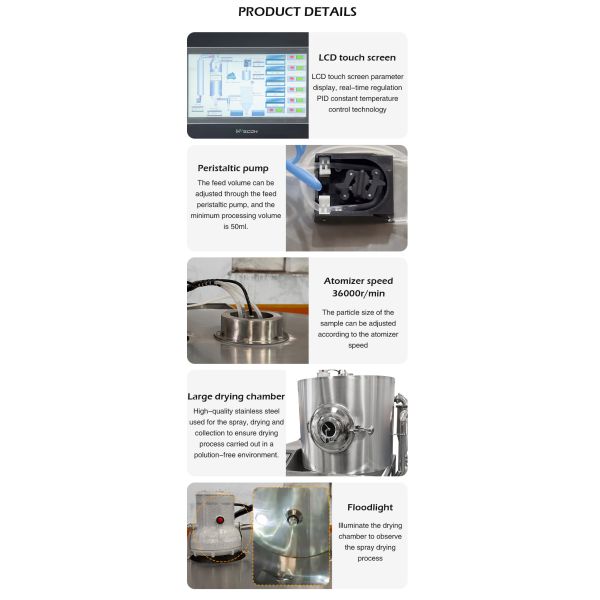 High Efficiency Centrifugal Spray Dryer Milk Powder/Protein/Egg White 10L Spray Drying Machine