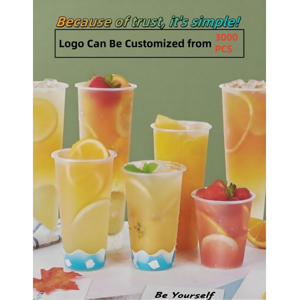 1000ML 34 OZ Disposable Hard PP 119mm Caliber Ln-mold Labeling Bubble Milk Tea Cup with Lid