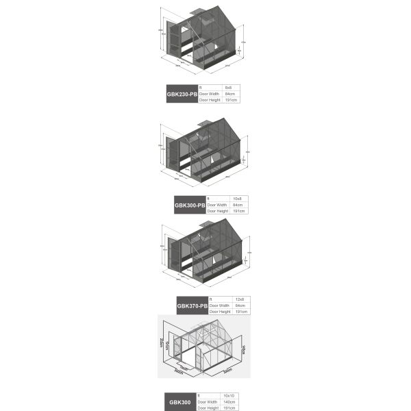 25cm Aluminium Frame Greenhouse 1.5mm With Hinged Door