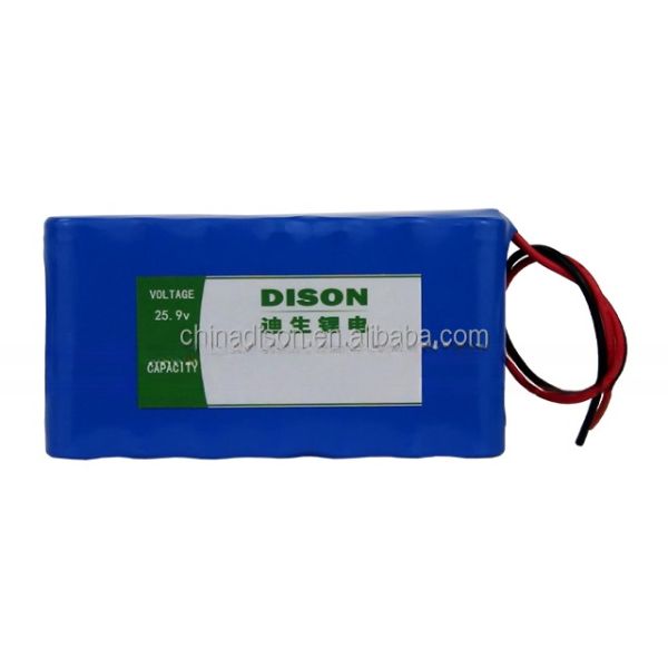 Li NiCoMn 25.9v 5Ah NMC Lithium Ion battery pack with self-protection PTC, CID