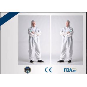 Quality Breathable Disposable Medical Coveralls , Anti Static Hooded Cleanroom Suit for sale