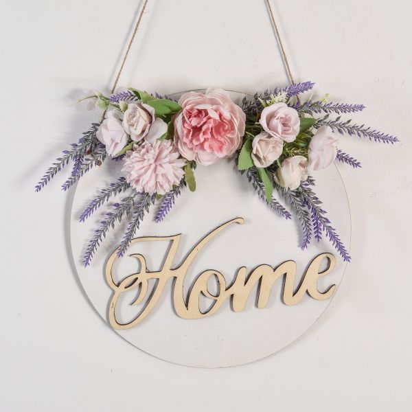 Brown Round Wooden Welcome Sign For Front Door , Wooden Crafts Supplies