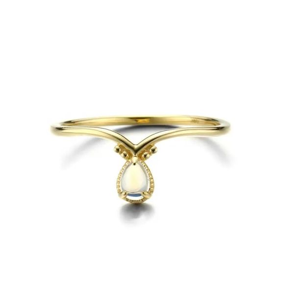 New 1 Gram Gold Ring Designs Solid 9K Yellow Jewelry With Moonstone Available Fast Shipping