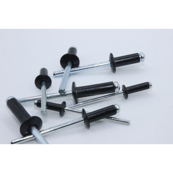 Aluminium Steel Pop Rivets with Open End Black Head ISO Standard 3/3.2/4/4.8/5/6