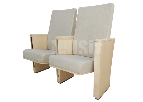 New Design Spring Lift Up Plywood Conference Hall Chairs With Polished Aluminum Structure