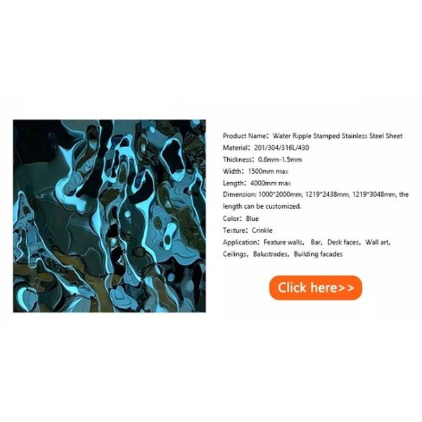 Water Ripple Stamped Stainless Steel Sheet Anti Finger Print