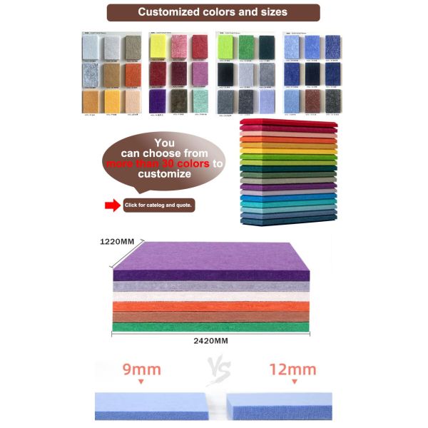 PET Acoustic Panel 15mm Thickness Sound Absorbing Anti-Mildew for Basement Garage