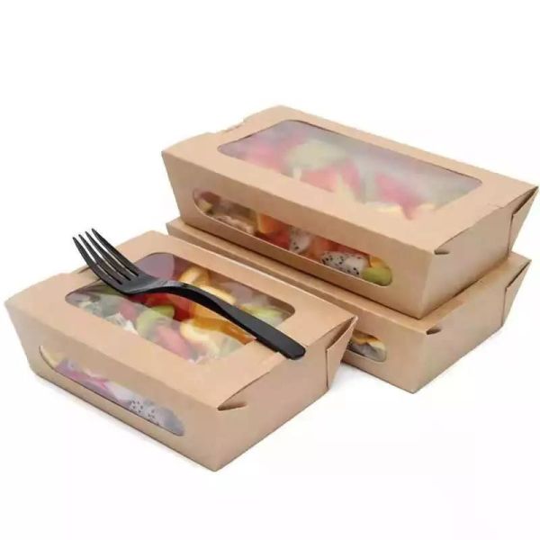 PE Coated 2 Ply Eco Friendly 20oz Kraft Paper Bowls Fast Food Box Take Away Salad Sushi Cookie Paper Packing Box