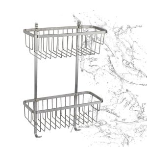 Durability Double Layers Stainless Steel Shower Basket Wall Mounted