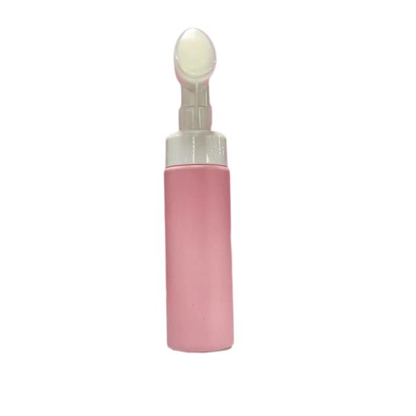 Cosmetic Facial Cleanser 50ml 100ml 150ml Pink White Pink Pet Foam Pump Bottle With Eva Silicone Brush