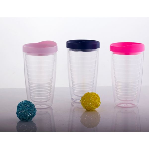 BPA Free Double Wall Clear tumbler with Straw and Lid