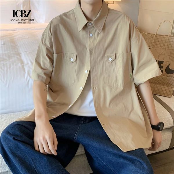 Short Sleeve Poplin Darts Men's Cotton Dress Shirts for Casual Wear Customized Design