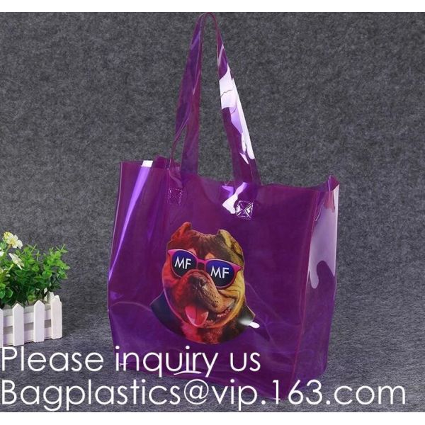 Manufacturer Custom Logo Transparent Clear PVC Plastic Portable Packaging Promotional Gifts Shopping Tote Bag, bagease