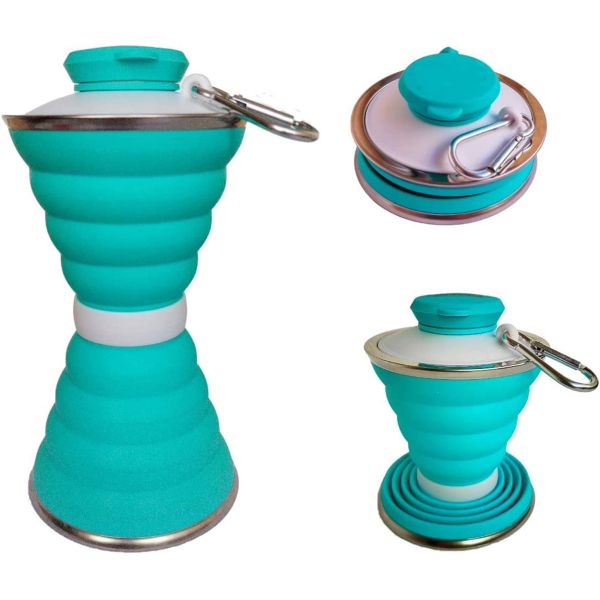 Super Thin Silicone Collapsible Water Bottles Foldable BPA Free 500ml