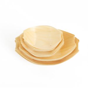 China 5inch Pine Wood Disposable Serving Cone Sushi Boat Serving Tray on sale