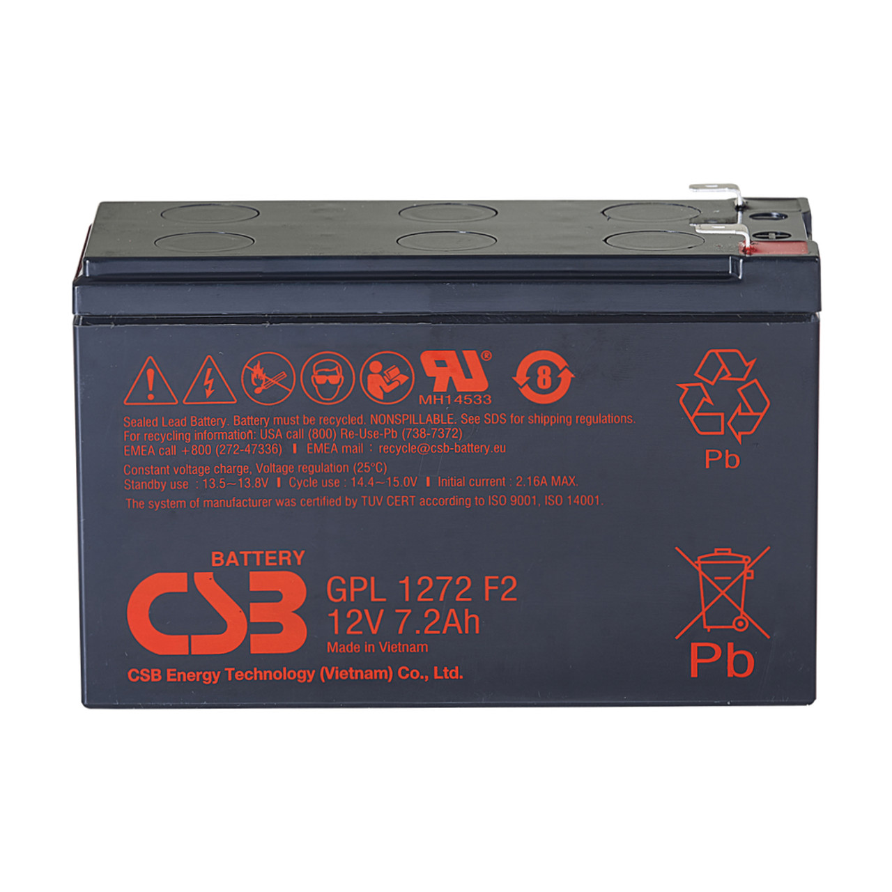 GPL1272 12V 7.2Ah CSB Battery Rechargeable Maintenance-Free Lead Acid Long Life Battery For UPS