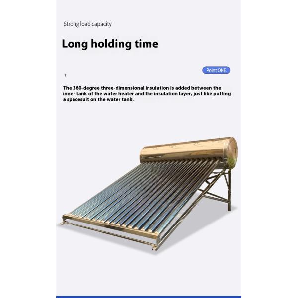 All Stainless Steel Vacuum Tube Solar Water Heater Electric Freestanding for Household Use Manufactured for Bath Solar Water