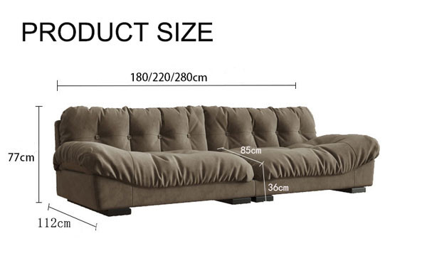 Italian Minimalist Sofa Sectional Chaise Lounge Furniture 3 Seat Modular Grey 2.2m