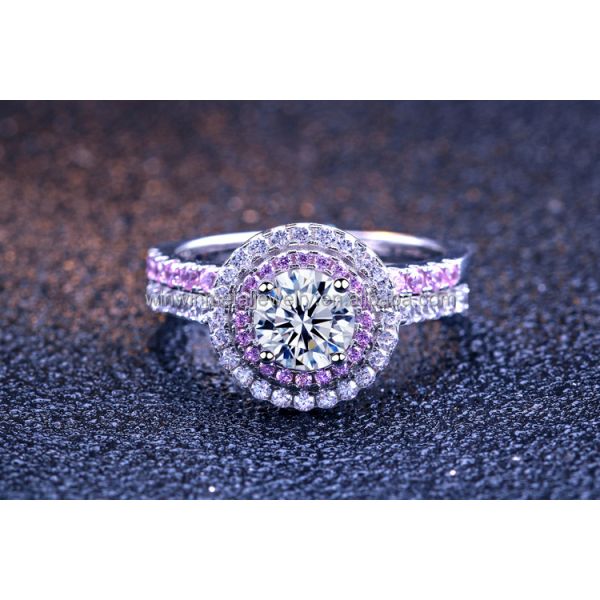 925 Sterling Silver Bridal Ring Sets Round Cut CZ Engagement Wedding Rings For Her