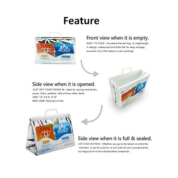30lbs Hot And Cold Insulated Bags , Aluminum Foil Takeaway Carrier Bags