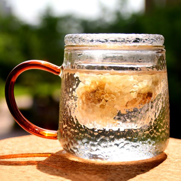 Handmade Glass Tea Mug With Embossed pattern High Borosilicate GlassTea Cup Tumbler Drinking Glasses