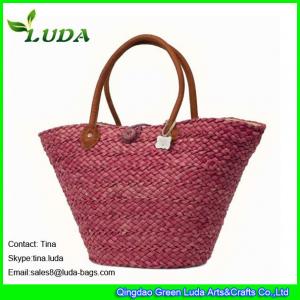 Quality LUDA discounted designer handbags red wine women straw beach handbags for sale