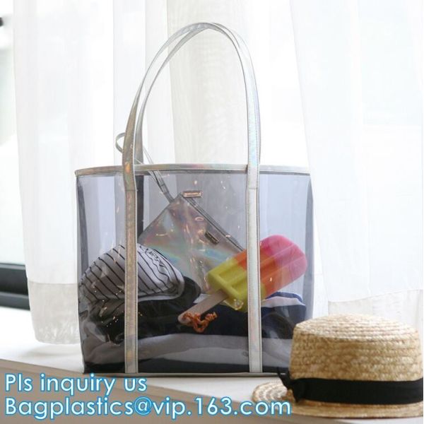 promotional PVC handle bag, Pocket Beach Shoulder Bags, Simple designed plastic beach bags, eco handle pvc blanket packi