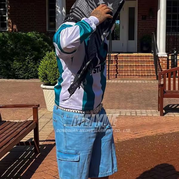 Custom Polyester Football Jersey Double Layer Long Sleeve t Shirt Oversized Jersey T-shirt Boxy Fit Soccer Jersey Polo Shirt Men