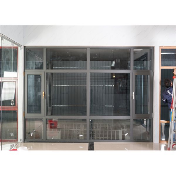 Grey Aluminum Sliding Glass Windows Powder Coated For Hotel Villa office