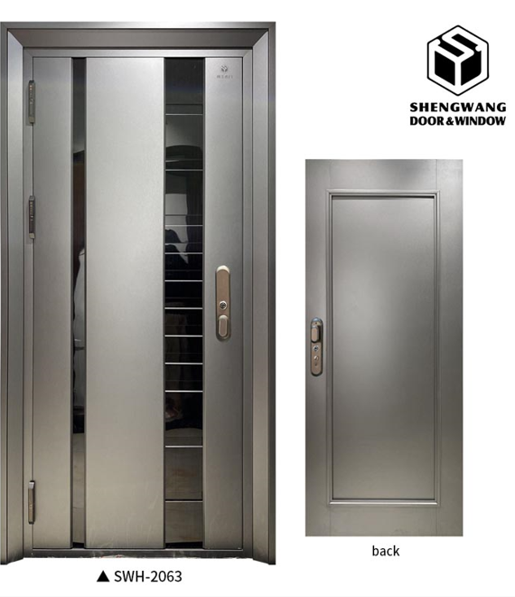 60mm And 70mm Thickness Aluminium Door For Room Apartment With Fire Rated Steel Door