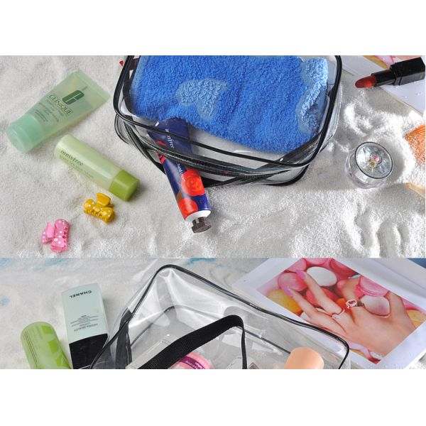 3 pieces makeup pouch travel clear PVC toiletry bag